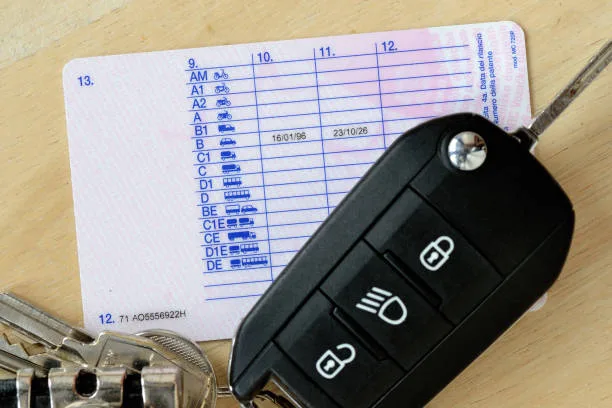 driving license with car key